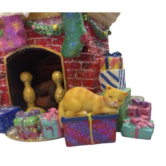 Christopher Radko Christmas Ornament Holder Display Hanger Stand Cat Fireplace - Picture 5 of 12